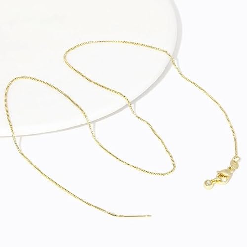 18 Karat vergoldete Messing-Boxkette, 45 cm, für die Herstellung von Halsketten, 0,8 mm dünne Gliederkette mit Karabinerverschluss, handgefertigte Fundstücke, 18 Karat vergoldet, 4 Stück 18 Karat vergoldete Messing-Boxkette, 45 cm, für die Herstellung von Halsketten, 0,8 mm dünne Gliederkette mit Karabinerverschluss, handgefertigte Fundstücke, 18 Karat vergoldet, 4 Stück von HDJSDB