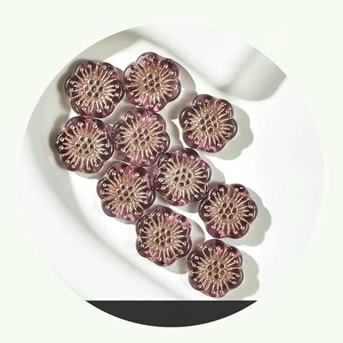 18mm Böhmische Glasperlen Blume Marke Heißprägung Blüte DIY handgemachte Perlen Schmuck Accessoires Pflaumenblüte lose Perlen-01-5Stk von HDJSDB