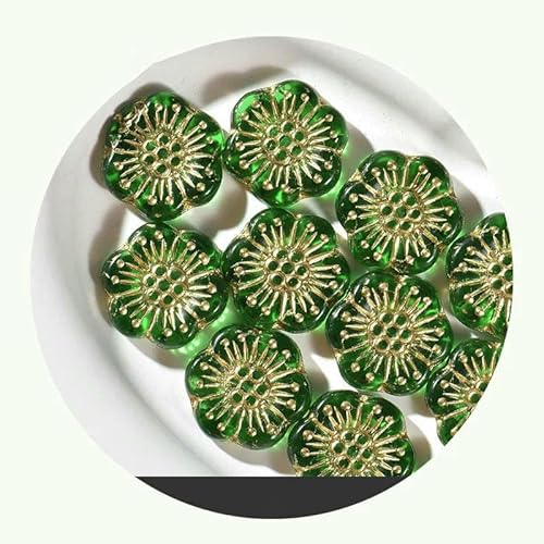 18mm Böhmische Glasperlen Blume Marke Heißprägung Blüte DIY handgemachte Perlen Schmuck Accessoires Pflaumenblüte lose Perlen-06-5Stk von HDJSDB