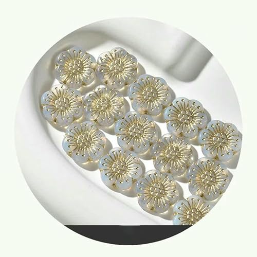 18mm Böhmische Glasperlen Blume Marke Heißprägung Blüte DIY handgemachte Perlen Schmuck Zubehör Pflaumenblüte lose Perlen-04-5Stk von HDJSDB