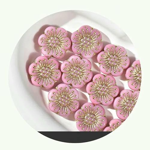 18mm Böhmische Glasperlen Blume Marke Heißprägung Blüte DIY handgemachte Perlen Schmuck Zubehör Pflaumenblüte lose Perlen-05-5Stk von HDJSDB