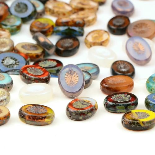 1x1,4 cm, 10 Stück, exquisite ovale Form, bunte tschechische Glasperlen, lose Perlen, DIY-Ohrringe, Halskettenzubehör, DY509, 10 Stück von HDJSDB