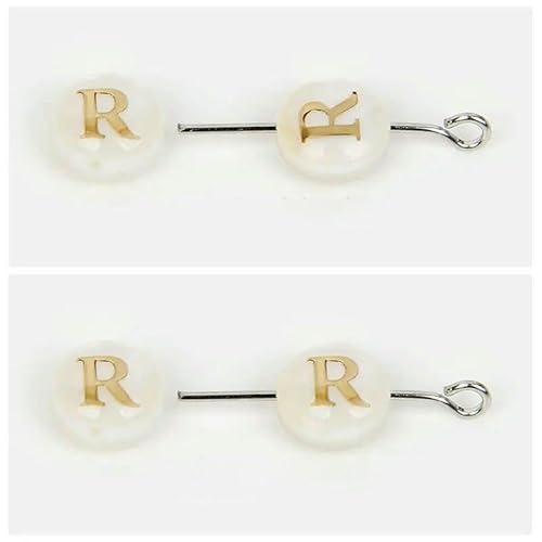 2/5/10 Stück natürliche Muschel-Alphabet-Perle, 8 mm, runde Charms, 26 Buchstaben AZ, Perlmuttperlen für DIY-Halsketten und Armbänder, Zubehör-R-10 Stück Lo von HDJSDB