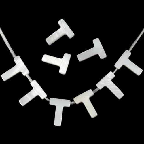 2/5/10 Stück natürliche weiße Buchstaben-Muschelperlen Perlmutt lose Perlen Halskette Armband Charms Zubehör für die Schmuckherstellung-T-2 Stück von HDJSDB