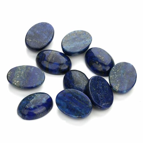 2–10 Stück/Packung Lapislazuli-Cabochon, Naturstein, oval/rund/flach, Cabochon, flache Rückseite, Kamee-Cabochon, Abstandshalter für Schmuckherstellung, oval, 18 x 25 mm von HDJSDB