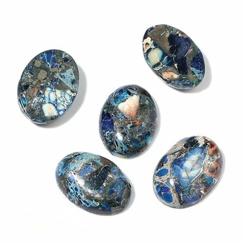 2–10 Stück/Packung Lapislazuli-Cabochon, Naturstein, oval/rund/flach, Cabochon, flache Rückseite, Kamee-Cabochon-Abstandshalter für die Schmuckherstellung, Imperial, 30 x 40 mm von HDJSDB
