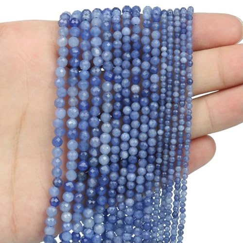 2 3 4,0 mm facettierte runde Perlen, Achate, Rosenquarze, Amazonite, natürliche Edelsteine, winzige kleine Rocailles-Perlen für die Schmuckherstellung, DIY-Zubehör, blauer Aventurin, 2 mm, ca. 17 2 3 4,0 mm facettierte runde Perlen, Achate, Rosenquarze, Amazonite, natürliche Edelsteine, winzige kleine Rocailles-Perlen für die Schmuckherstellung, DIY-Zubehör, blauer Aventurin, 2 mm, ca. 17 von HDJSDB