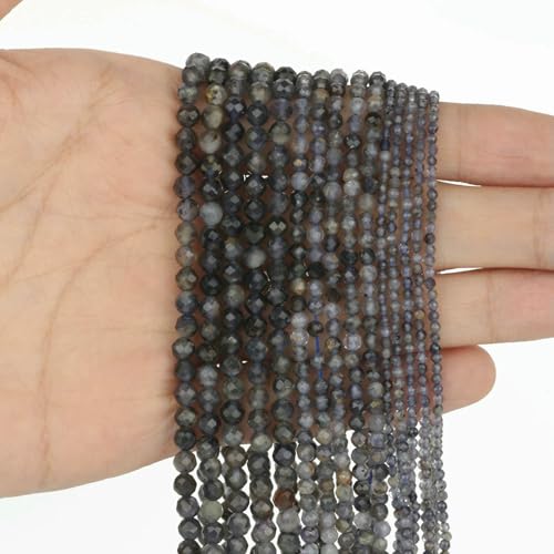 2 3 4,0 mm facettierte runde Perlen, Achate, Rosenquarze, Amazonite, natürliche Edelsteine, winzige kleine Rocailles-Perlen zur Schmuckherstellung, DIY-Zubehör, Cordierit, 4,0 mm, ca. 91 Stück 2 3 4,0 mm facettierte runde Perlen, Achate, Rosenquarze, Amazonite, natürliche Edelsteine, winzige kleine Rocailles-Perlen zur Schmuckherstellung, DIY-Zubehör, Cordierit, 4,0 mm, ca. 91 Stück von HDJSDB