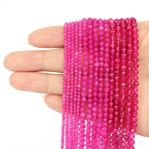 2 3 4,0 mm facettierte runde Perlen, Achate, Rosenquarze, Amazonite, natürliche Edelsteine, winzige kleine Rocailles-Perlen zur Schmuckherstellung, DIY-Zubehör, Fuchsia-Kristall, 2 mm, ca. 170 St 2 3 4,0 mm facettierte runde Perlen, Achate, Rosenquarze, Amazonite, natürliche Edelsteine, winzige kleine Rocailles-Perlen zur Schmuckherstellung, DIY-Zubehör, Fuchsia-Kristall, 2 mm, ca. 170 St von HDJSDB