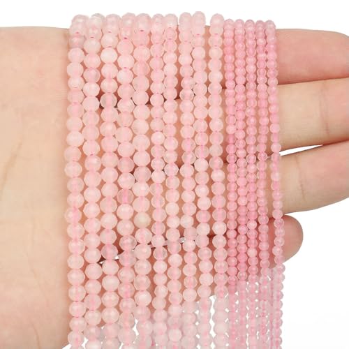 2 3 4,0 mm facettierte runde Perlen, Achate, Rosenquarze, Amazonite, natürliche Edelsteine, winzige kleine Rocailles-Perlen zur Schmuckherstellung, DIY-Zubehör, Rosenquarz, 3,0 mm, ca. 110 Stück 2 3 4,0 mm facettierte runde Perlen, Achate, Rosenquarze, Amazonite, natürliche Edelsteine, winzige kleine Rocailles-Perlen zur Schmuckherstellung, DIY-Zubehör, Rosenquarz, 3,0 mm, ca. 110 Stück von HDJSDB