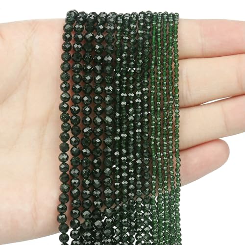 2 3 4,0 mm facettierte runde Perlen, Achate, Rosenquarze, Amazonite, natürliche Edelsteine, winzige kleine Rocailles-Perlen zur Schmuckherstellung, DIY-Zubehör, Sandstein, 2 mm, ca. 170 Stück von HDJSDB