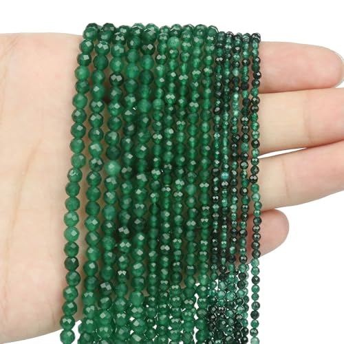 2 3 4,0 mm facettierte runde Perlen, Achate, Rosenquarze, Amazonite, natürliche Edelsteine, winzige kleine Rocailles-Perlen zur Schmuckherstellung, DIY-Zubehör, grüner Achat, 2 mm, ca. 170 Stück 2 3 4,0 mm facettierte runde Perlen, Achate, Rosenquarze, Amazonite, natürliche Edelsteine, winzige kleine Rocailles-Perlen zur Schmuckherstellung, DIY-Zubehör, grüner Achat, 2 mm, ca. 170 Stück von HDJSDB