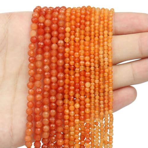 2 3 4,0 mm facettierte runde Perlen, Achate, Rosenquarze, Amazonite, natürliche Edelsteine, winzige kleine Rocailles-Perlen zur Schmuckherstellung, DIY-Zubehör, orangefarbener Chalcedon, 4,0 mm, 2 3 4,0 mm facettierte runde Perlen, Achate, Rosenquarze, Amazonite, natürliche Edelsteine, winzige kleine Rocailles-Perlen zur Schmuckherstellung, DIY-Zubehör, orangefarbener Chalcedon, 4,0 mm, von HDJSDB