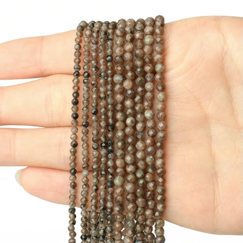 2 3 4,0 mm facettierte runde Perlen, Achate, Rosenquarze, Amazonite, natürliche Edelsteine, winzige kleine Rocailles-Perlen zur Schmuckherstellung, DIY-Zubehör – afrikanischer Labradorit – 2 mm von HDJSDB