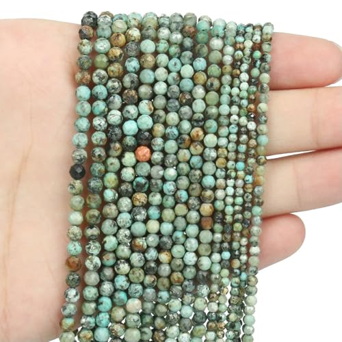 2 3 4,0 mm facettierte runde Perlen, Achate, Rosenquarze, Amazonite, natürliche Edelsteine, winzige kleine Rocailles-Perlen zur Schmuckherstellung, DIY-Zubehör – afrikanisches Türkis – 4,0 mm, 2 3 4,0 mm facettierte runde Perlen, Achate, Rosenquarze, Amazonite, natürliche Edelsteine, winzige kleine Rocailles-Perlen zur Schmuckherstellung, DIY-Zubehör – afrikanisches Türkis – 4,0 mm, von HDJSDB