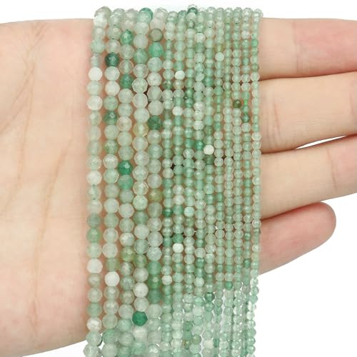 2 3 4,0 mm facettierte runde Perlen, Achate, Rosenquarze, Amazonite, natürliche Edelsteine, winzige kleine Rocailles-Perlen zur Schmuckherstellung, DIY-Zubehör – grüner Aventurin – 3,0 mm, ca. 2 3 4,0 mm facettierte runde Perlen, Achate, Rosenquarze, Amazonite, natürliche Edelsteine, winzige kleine Rocailles-Perlen zur Schmuckherstellung, DIY-Zubehör – grüner Aventurin – 3,0 mm, ca. von HDJSDB
