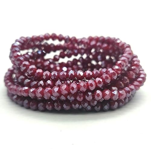 2 3 4 6 8 mm facettierte Glasperlen, plattiert, metallisch gefärbt, rund, tschechischer Kristall, Abstandshalter, lose Perlen für die Schmuckherstellung, Armbänder, DIY-C246-2 mm (185 Stück) von HDJSDB