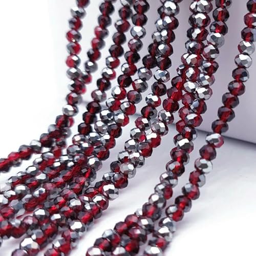 2 3 4 6 8 mm facettierte Glasperlen, plattiert, metallisch gefärbt, rund, tschechischer Kristall, lose Abstandsperlen für die Schmuckherstellung, Armbänder, DIY-C121-6 mm (90 Stück) von HDJSDB