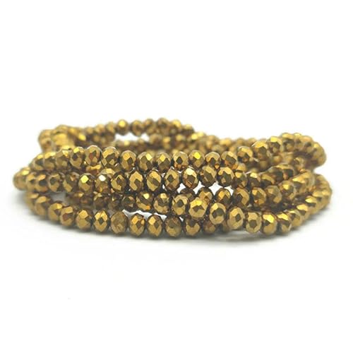 2 3 4 6 8 mm facettierte Glasperlen, plattiert, metallisch gefärbt, rund, tschechischer Kristall, lose Abstandsperlen für die Schmuckherstellung, Armbänder, DIY-C77-6 mm (90 Stück) von HDJSDB