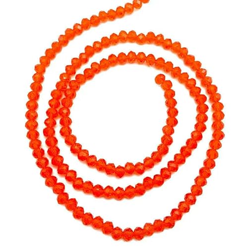2 3 4 6 8 mm österreichische Kristallperlen zur Schmuckherstellung, lose Abstandshalter, facettierte Rondelle-Glasperlen für Armbänder, DIY-Zubehör, Orangerot, C11, 3,0 mm (ca. 125 Stück) von HDJSDB