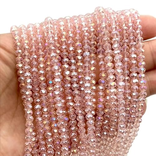 2 3 4 6 8 mm österreichische facettierte Kristallperlen, Rondelle, lose Abstandshalter, Armbänder, Ohrringe, DIY-Glasperlen zur Schmuckherstellung – c49ab pink – 4,0 mm (ca. 125 Stück) von HDJSDB