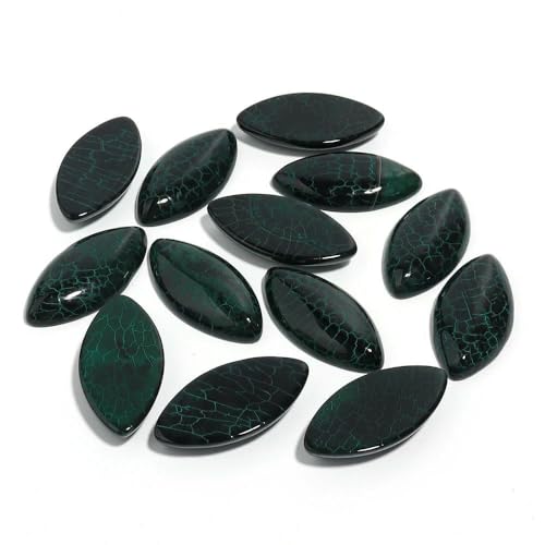 2 Stück Naturstein, Pferdeaugenform, schuppig, gestreift, flache Rückseite, 15 x 30 mm, Perlen, Cabochon für die DIY-Schmuckherstellung, Ring-Stil 4, Dunkelgrün, 15 x 30 mm 2 Stück Naturstein, Pferdeaugenform, schuppig, gestreift, flache Rückseite, 15 x 30 mm, Perlen, Cabochon für die DIY-Schmuckherstellung, Ring-Stil 4, Dunkelgrün, 15 x 30 mm von HDJSDB