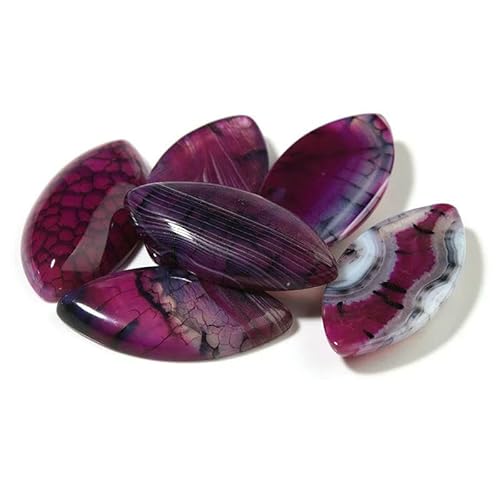 2 Stück Naturstein, Pferdeaugenform, schuppig, gestreift, flache Rückseite, Fassung, 15 x 30 mm, Perlen, Cabochon für die DIY-Schmuckherstellung, Ring-Stil 4, Lila, 15 x 30 mm von HDJSDB