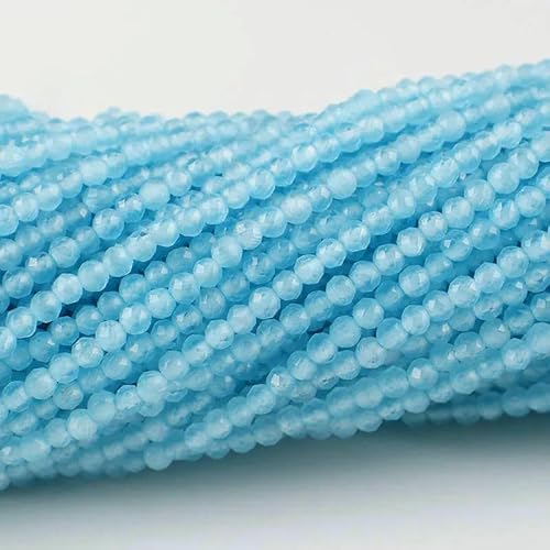 2 mm 3,0 mm Katzenaugen-Kristallperlen, facettierte lose Glasperlen zur Schmuckherstellung, Armband, DIY-Zubehör, 10 Stränge/Los, Eisblau, 2 mm (1750 Stück) von HDJSDB