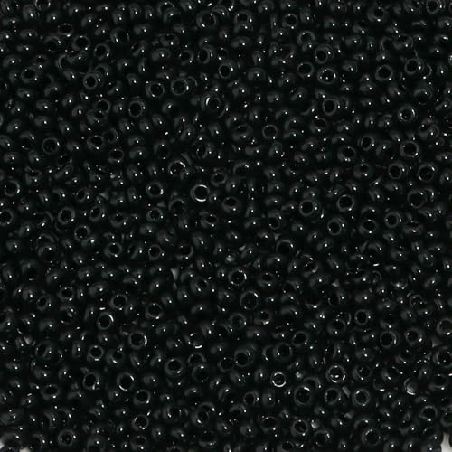 2 mm einfarbige Glasreisperlen, runde, lose Abstandshalter-Glasperlen für die Herstellung von DIY-Schmuck, Armbändern und Halsketten, Zubehör – Schwarz verpackt (ca. 5000 Stück) von HDJSDB