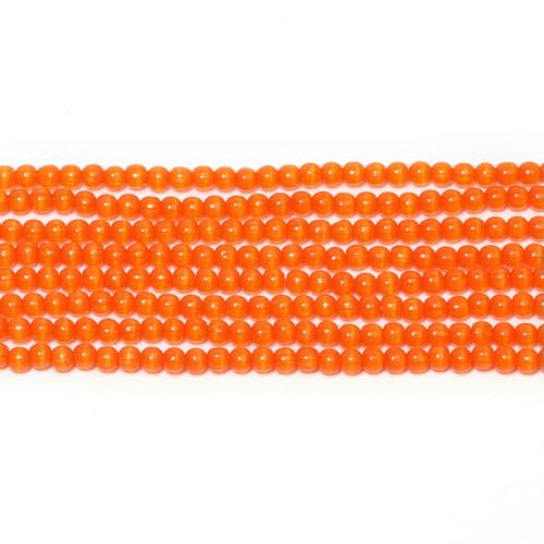 2 mm kleine Katzenaugenperlen, Naturstein, rund, glatt, lose Perlen für Schmuckherstellung, Zubehör, DIY-Charms, Armbänder, Zubehör, 15 Zoll, Orange, 2 mm (ca. 160 Stück) von HDJSDB