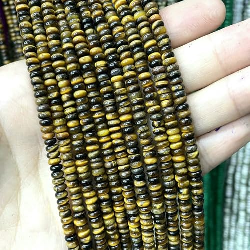 2 x 4,0 mm natürlicher Tigerauge-Chalcedon-Achat-Jade-Stein, runde Rondell-Abstandshalterperlen zur Schmuckherstellung, DIY-Armbandzubehör, Tigerauge, 2 x 4,0 mm, ca. 150 Stück von HDJSDB