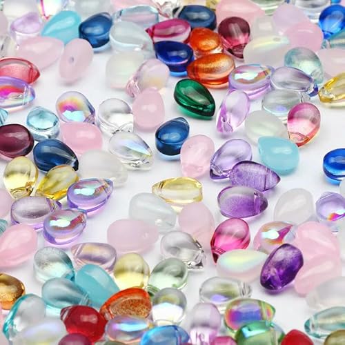 20–100 Stück gemischte Farben, Wassertropfenform, AB-Glasperlen, lose Abstandsperlen für die Schmuckherstellung, DIY-Armband, Ohrringzubehör – Farbe: 6 x 9 mm, 40 Stück von HDJSDB
