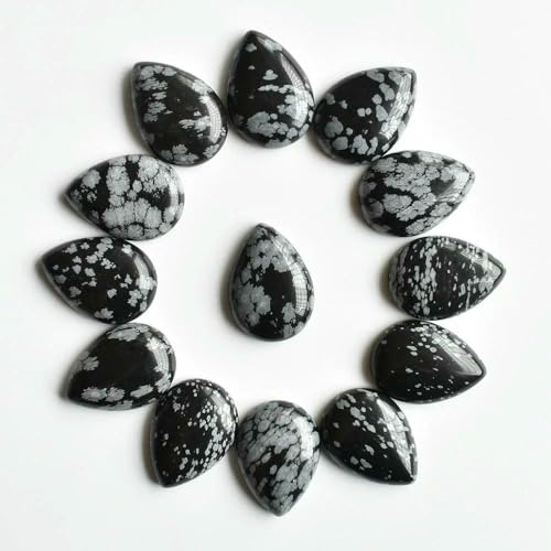 20 Stück/Los 25 x 18 x 6 mm verschiedene Naturstein-Tropfen-CAB-Perlen für DIY-Schmuckzubehör-schwarze Schneeflocke 20 Stück/Los 25 x 18 x 6 mm verschiedene Naturstein-Tropfen-CAB-Perlen für DIY-Schmuckzubehör-schwarze Schneeflocke von HDJSDB