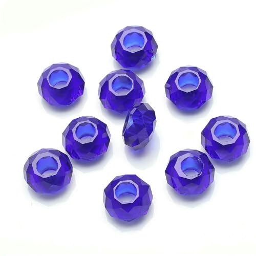20 Stück/Los 8 x 14,0 mm facettierte Kristallglasperlen, großes Loch, runder Abstandshalter, Basteln, Schmuck, DIY, Herstellung von Armbändern, Zubehör, blau 20 Stück/Los 8 x 14,0 mm facettierte Kristallglasperlen, großes Loch, runder Abstandshalter, Basteln, Schmuck, DIY, Herstellung von Armbändern, Zubehör, blau von HDJSDB