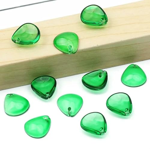 20 Stück/Los Grüne Blätter Lampwork-Kristallperlen Tschechische Glasblattform Perlen für die Schmuckherstellung DIY Armband Halskette Zubehör-10x12mm_a von HDJSDB