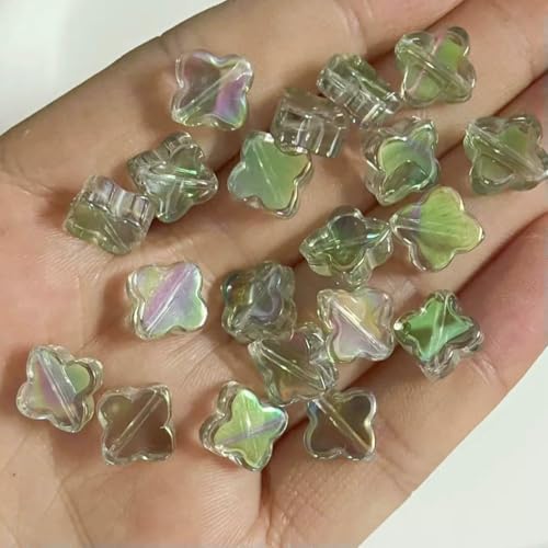 20 Stück/Los Vierblättrige 10 mm Mischfarbe Glas lose Perlen Charms für DIY Ohrringe/Halskette/Schmuckherstellung Zubehör-12–10 mm (20 Stück) von HDJSDB