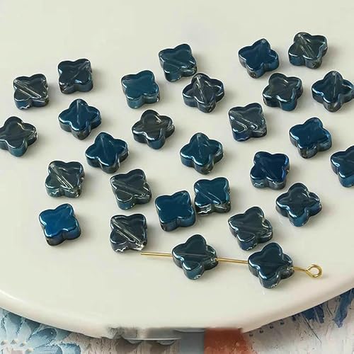 20 Stück/Los Vierblättrige 10 mm Mischfarbe Glas lose Perlen Charms für DIY Ohrringe/Halskette/Schmuckherstellung Zubehör-3-10 mm (20 Stück) von HDJSDB