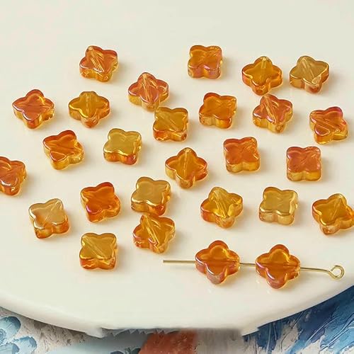 20 Stück/Los Vierblättrige 10 mm Mischfarbe Glas lose Perlen Charms für DIY Ohrringe/Halskette/Schmuckherstellung Zubehör-6-10 mm (20 Stück) von HDJSDB