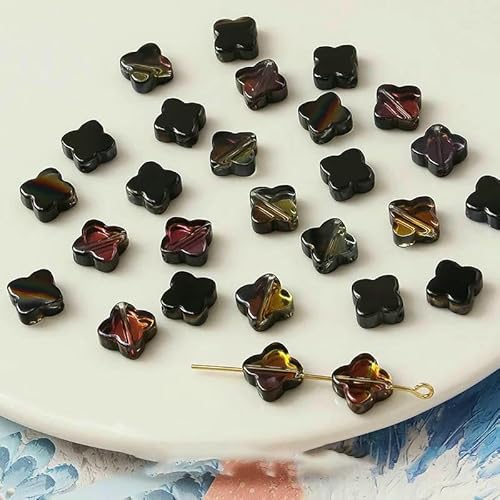 20 Stück/Los Vierblättrige 10 mm Mischfarbe Glas lose Perlen Charms für DIY Ohrringe/Halskette/Schmuckherstellung Zubehör-7-10 mm (20 Stück) von HDJSDB