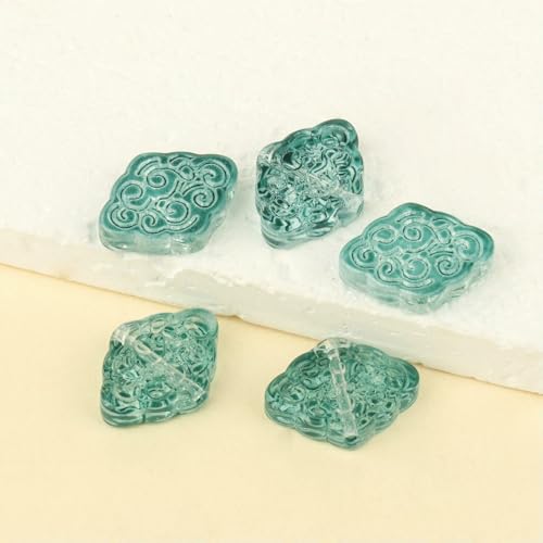 20 Stück 15,5 x 12 mm mehrfarbige, glückverheißende Wolkenform, tschechische Lampwork-Kristallglas-Flachperlen zur Schmuckherstellung, DIY-Zubehör-Dunkelgrün-15,5 x 12 mm, 20 Stück von HDJSDB