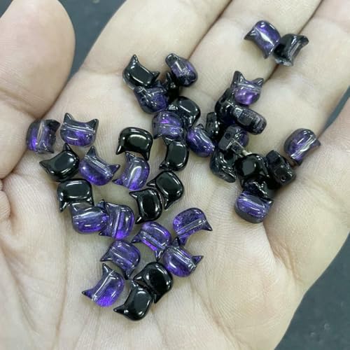 20 Stück 7 mm Katzenkopf-Glasperlen, süße Lampwork-Perlen für die Schmuckherstellung, DIY-Armbänder, Halsketten, Ohrring-Zubehör, 10–7 mm (20 Stück) von HDJSDB