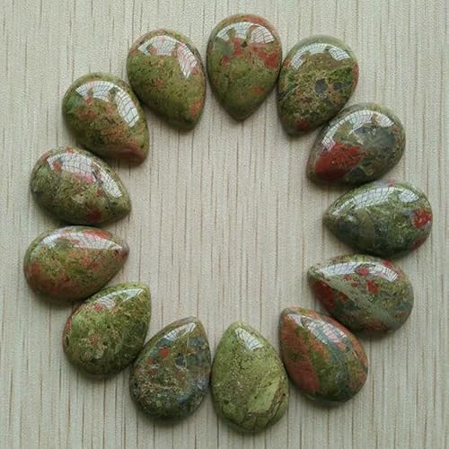 20 Stück Naturstein gemischte Wassertropfen-Cabochon-Perlen 18 x 25 mm DIY Schmuckzubehörherstellung - Blumengrün von HDJSDB