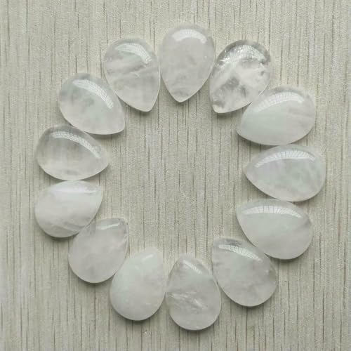 20 Stück Naturstein gemischte Wassertropfen-Cabochon-Perlen 18 x 25 mm DIY Schmuckzubehörherstellung - weißer Kristall von HDJSDB