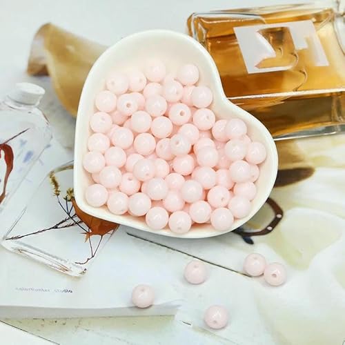 200/400/1000 Stück Acryl-Charm-Perlen in runder Form, mehrfarbig, runde Acrylperlen für Materialien zur Schmuckherstellung, Abstandshalter-Zubehör, Pink, 8 mm, 1000 Stück von HDJSDB