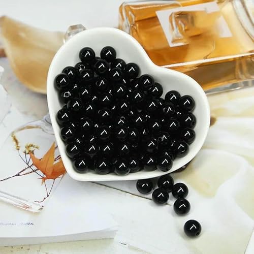 200/400/1000 Stück Acryl-Charm-Perlen in runder Form, mehrfarbige runde Acrylperlen für Materialien zur Schmuckherstellung, Abstandshalter-Zubehör, Schwarz, 10 mm, 1000 Stück von HDJSDB