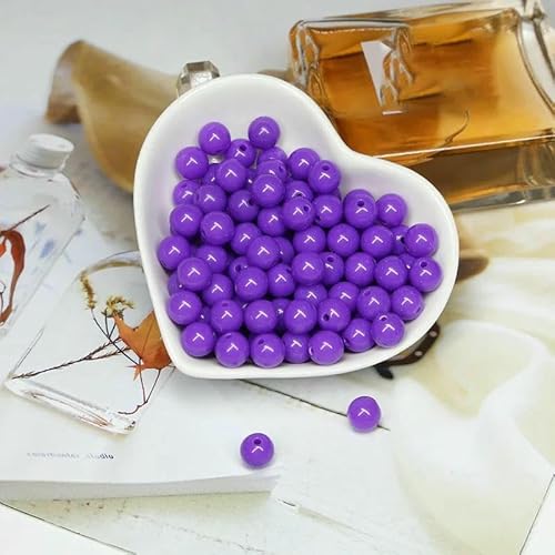200/400/1000 Stück Acryl-Charm-Perlen in runder Form, mehrfarbige runde Acrylperlen für Materialien zur Schmuckherstellung, Abstandshalter-Zubehör – Dunkelviolett – 8 mm – 400 Stück von HDJSDB