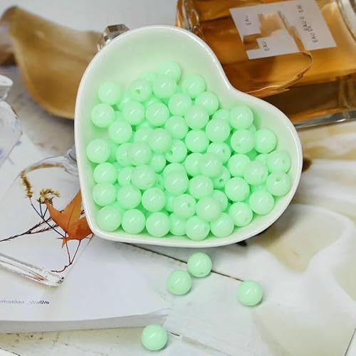 200/400/1000 Stück Acryl-Charm-Perlen in runder Form, mehrfarbige runde Acrylperlen für Materialien zur Schmuckherstellung, Abstandshalter-Zubehör – Hellgrün – 10 mm – 1000 Stück von HDJSDB