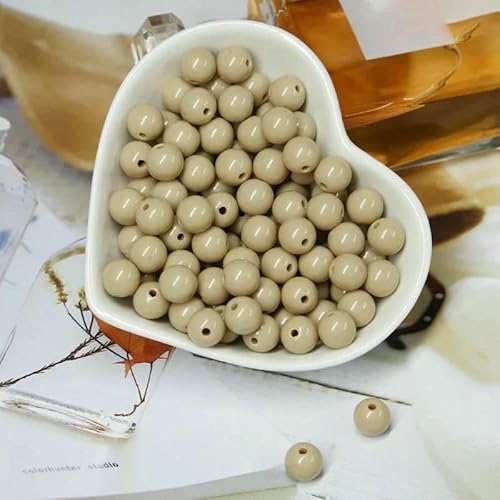 200/400/1000 Stück Acryl-Charm-Perlen in runder Form, mehrfarbige runde Acrylperlen für Materialien zur Schmuckherstellung, Abstandshalter-Zubehör – Hellkaffee – 8 mm – 1000 Stück von HDJSDB