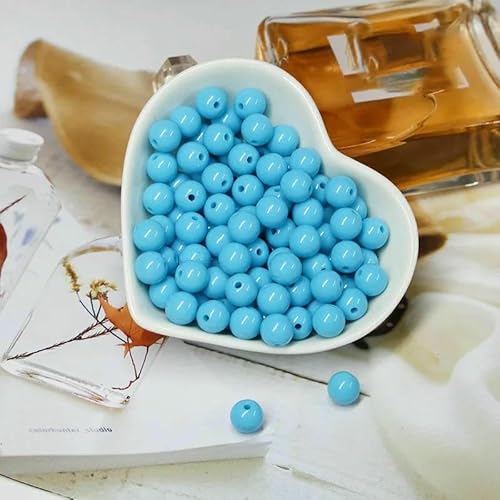 200/400/1000 Stück Acryl-Charm-Perlen in runder Form, mehrfarbige runde Acrylperlen für Schmuckherstellungsmaterialien, Abstandshalter-Zubehör, Seeblau, 6 mm, 200 Stück von HDJSDB