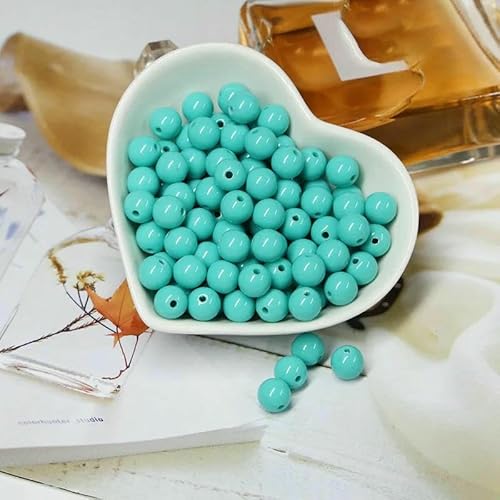 200/400/1000 Stück Acryl-Charm-Perlen in runder Form, mehrfarbige runde Acrylperlen für Schmuckherstellungsmaterialien, Abstandshalter-Zubehör – Lochgrün – 10 mm – 1000 Stück von HDJSDB